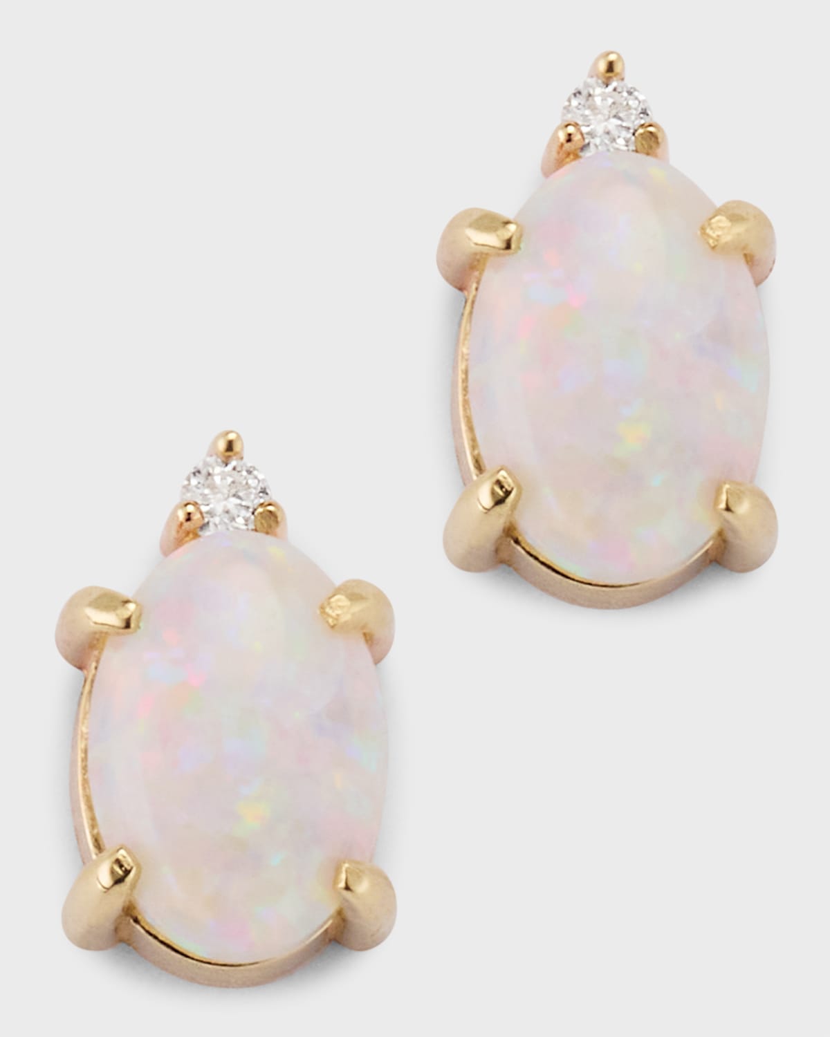 Poppy Finch 14k Yellow Gold Diamond And Opal Cabochon Stud Earrings