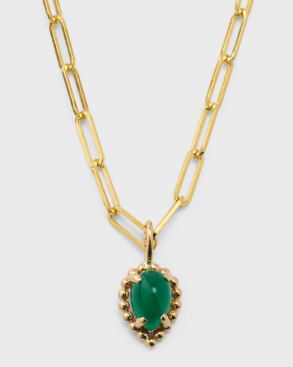 Poppy Finch 14k Gold Emerald Cabochon Link Necklace