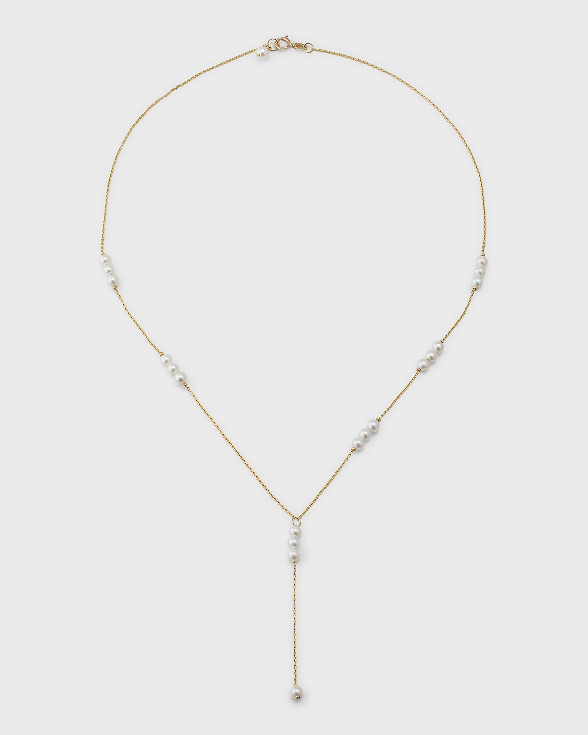 Poppy Finch 14k Gold Baby Pearl Lariat Necklace