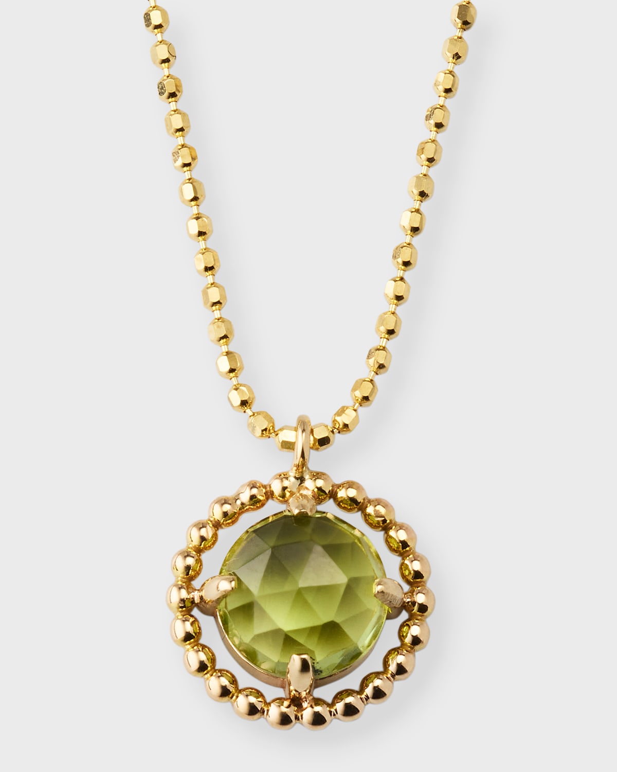 Poppy Finch 14k Gold Beaded Peridot Pendant Necklace