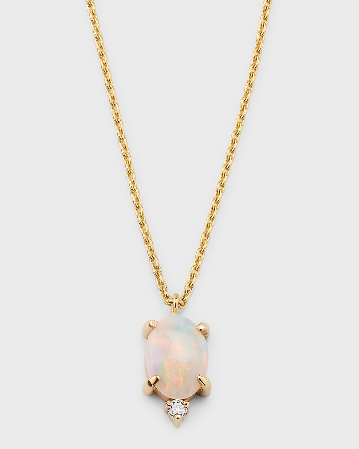 Poppy Finch Oval Opal And Diamond Pendant Necklace