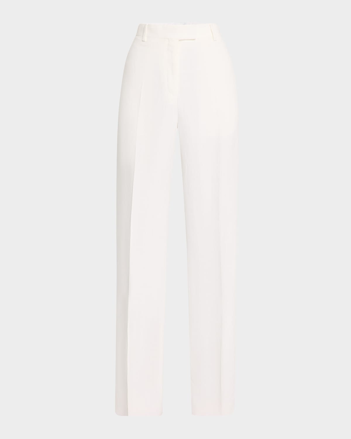 Ferragamo Linen Toile Straight-leg Pants In White