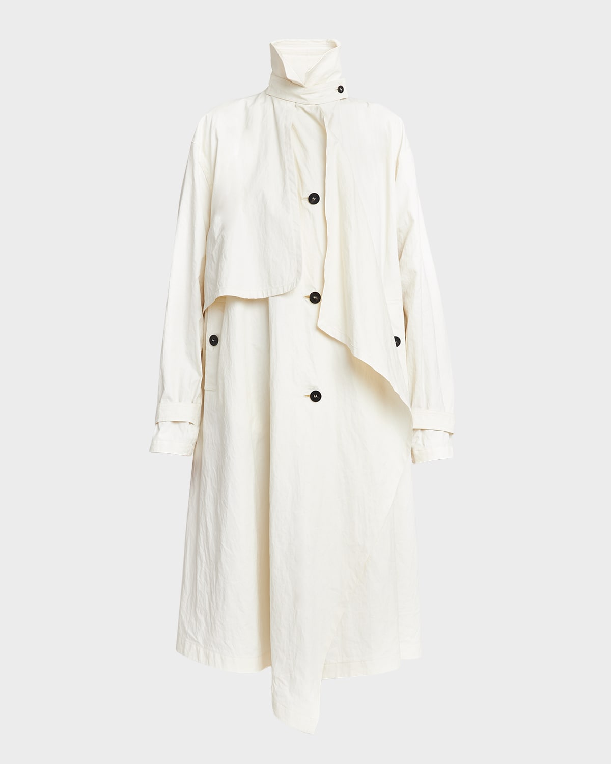 Shop Ferragamo Coated Linen Oversized Trench Coat In Mascarpone