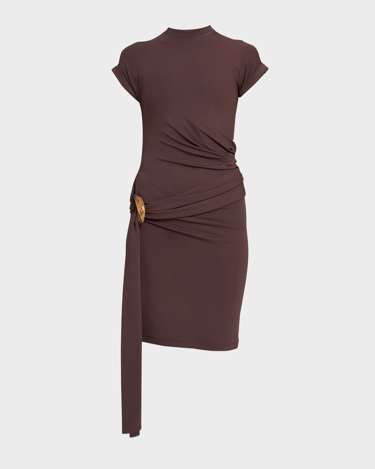 Shop Ferragamo Jersey Wrap Dress With Buckle Detail In Expresso