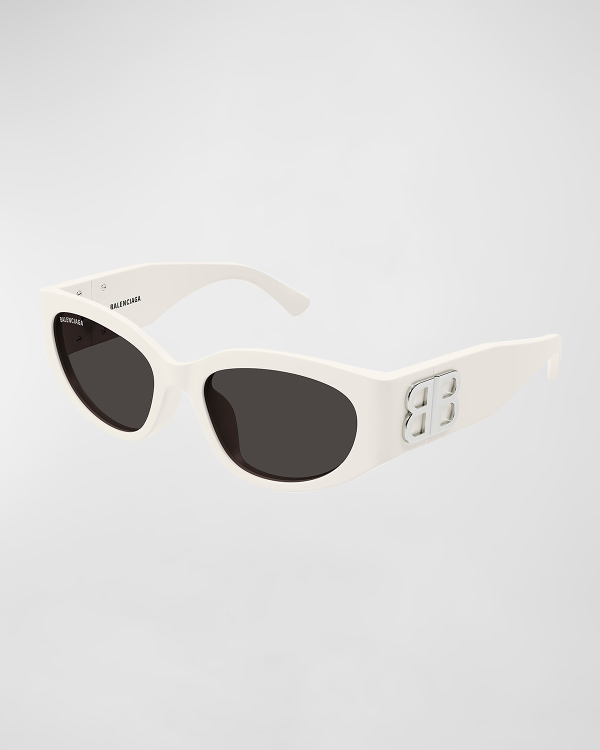 Balenciaga Bb Logo Acetate Cat-eye Sunglasses In Shiny Solid Ivory