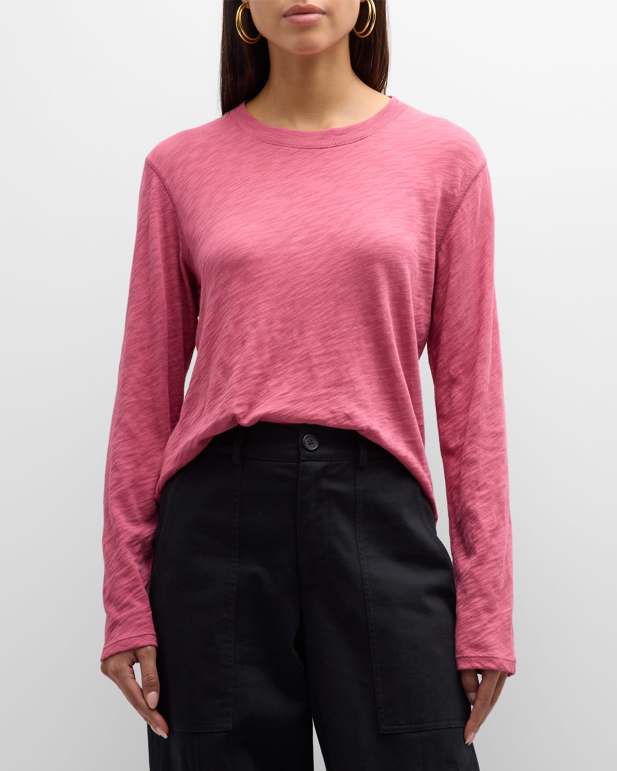 Atm Anthony Thomas Melillo Slub Jersey Long-sleeve Crop Tee In Boysenberry