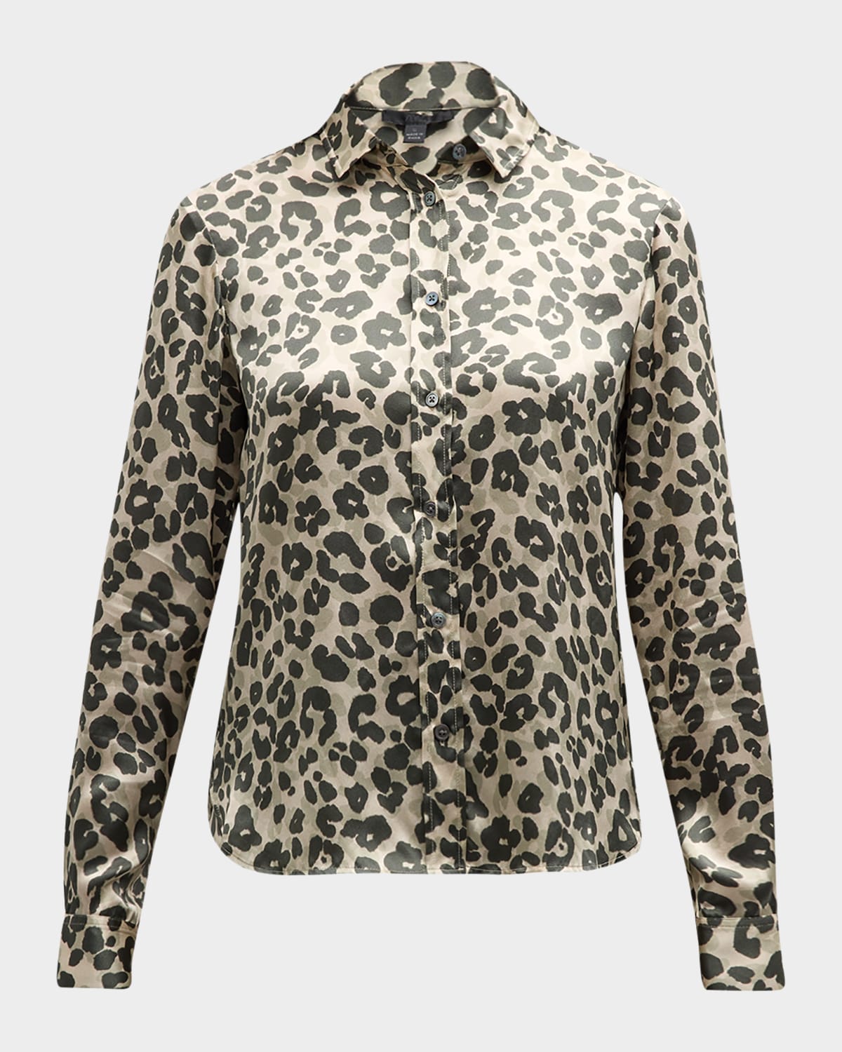 Atm Anthony Thomas Melillo Leopard Print Silk Charmeuse Button-up Shirt In Leopard Print