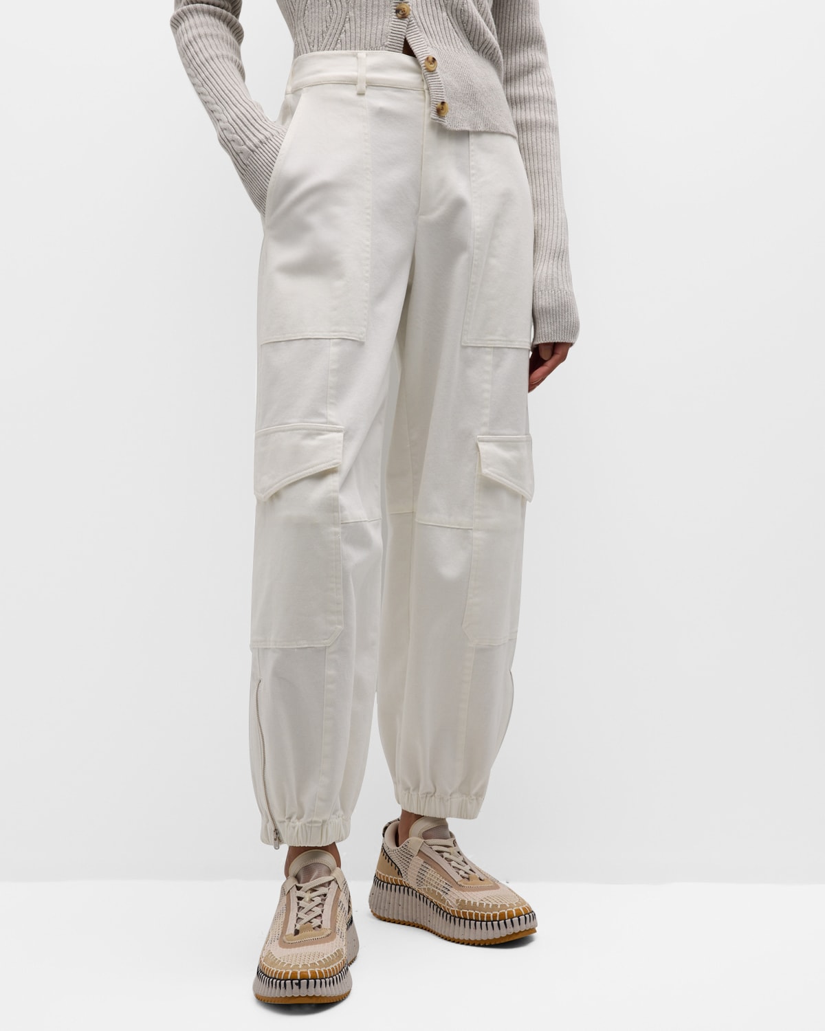 Shop Atm Anthony Thomas Melillo Washed Cotton Twill Cargo Pants In Chalk