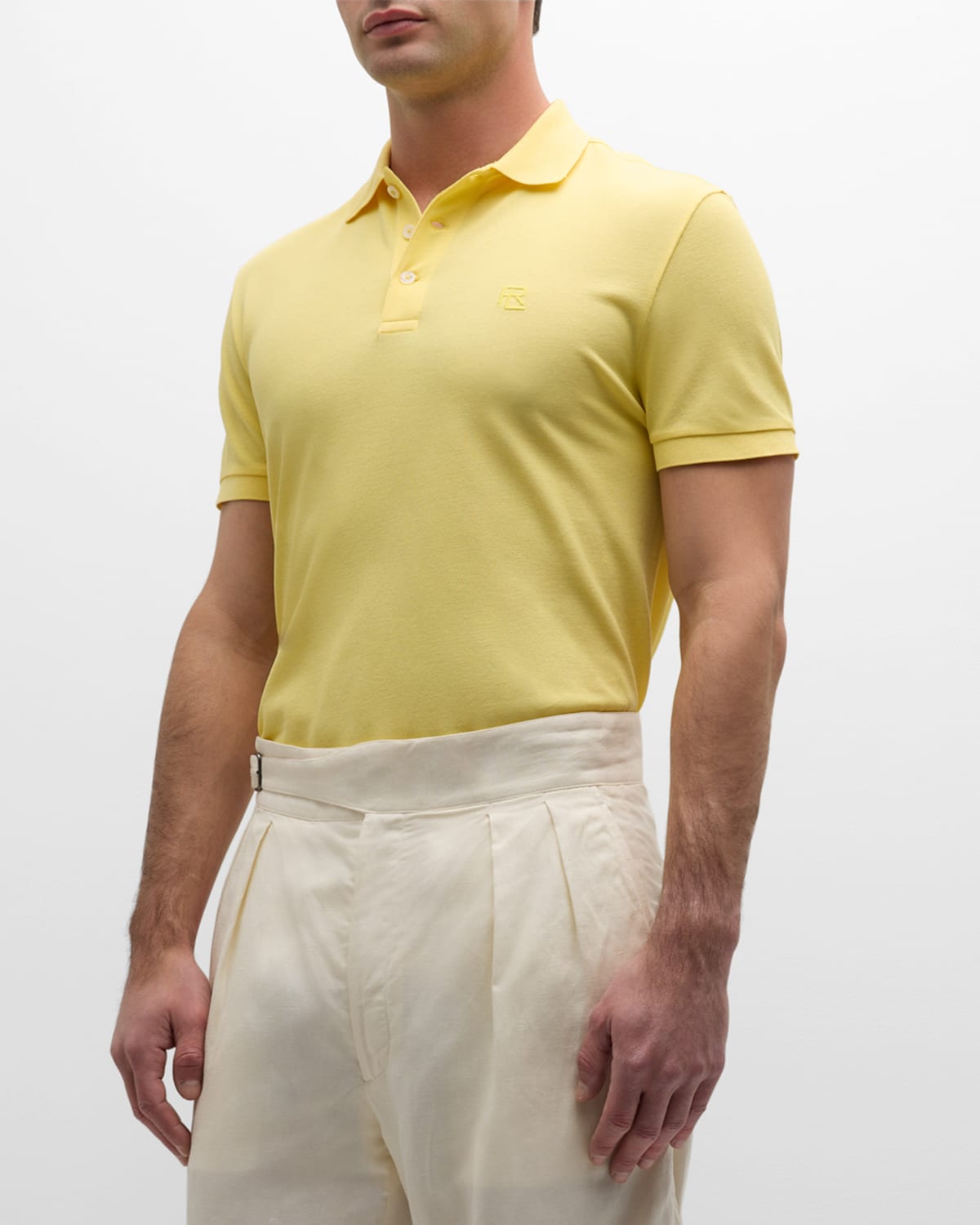 Ralph Lauren Purple Label Men's Custom Slim-fit Pique Polo Shirt In Yellow