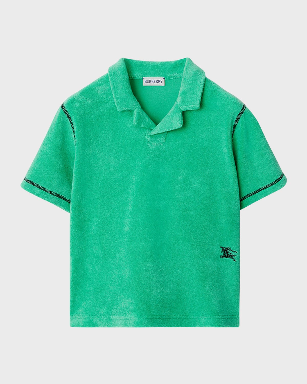 Shop Burberry Boy's Rolfe Ekd Short-sleeve Polo Shirt In Bright Jade