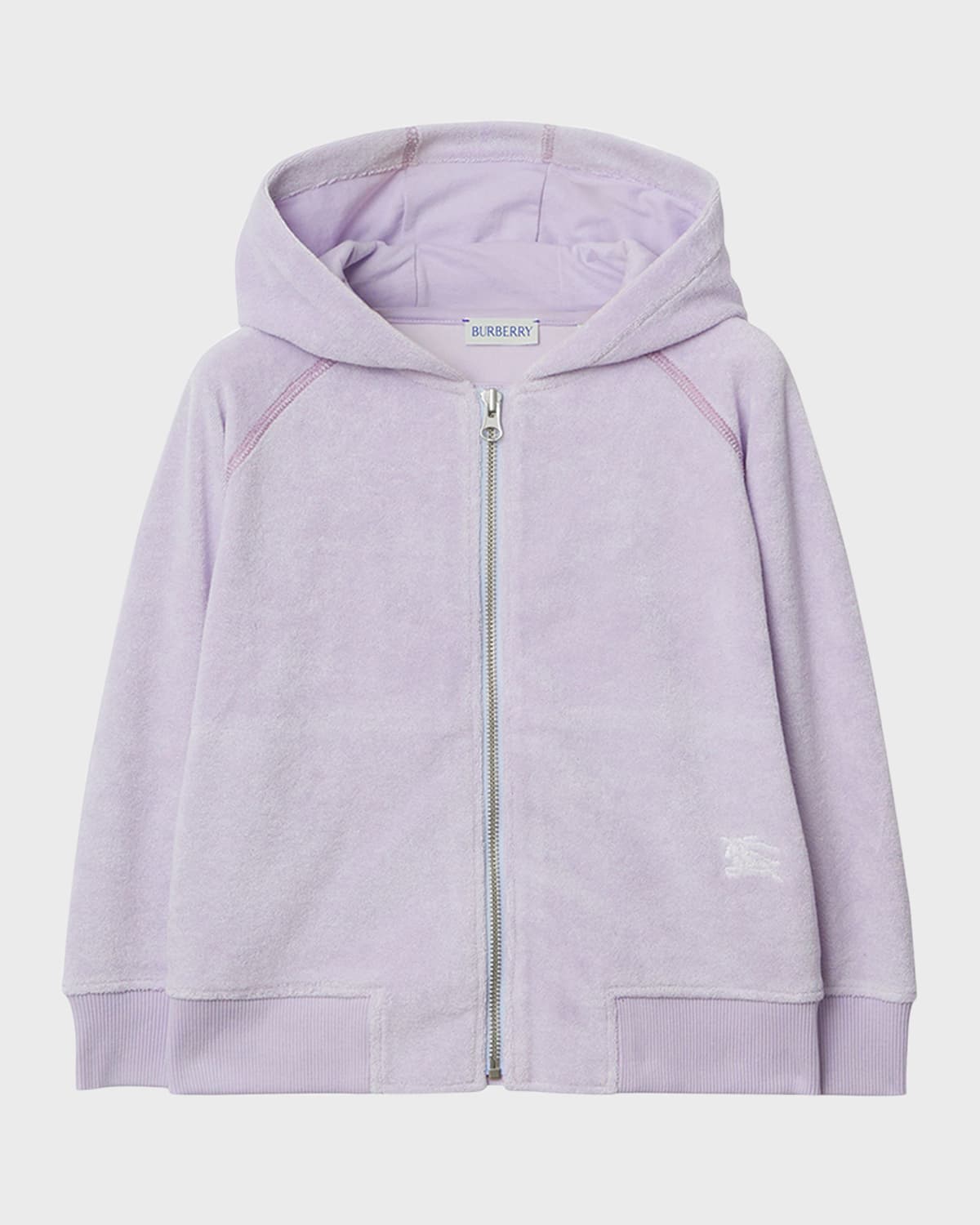 Shop Burberry Girl's Timmy Cotton-blend Ekd Hoodie In Muted Lilac