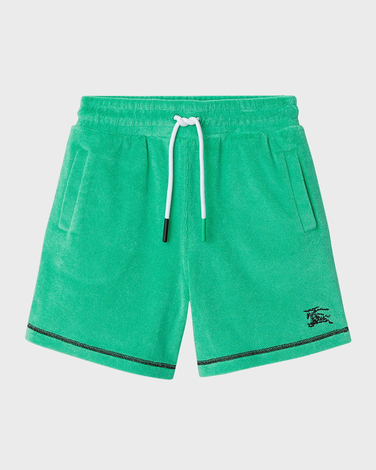 Shop Burberry Boy's Nixon Ekd Drawstring Shorts In Bright Jade