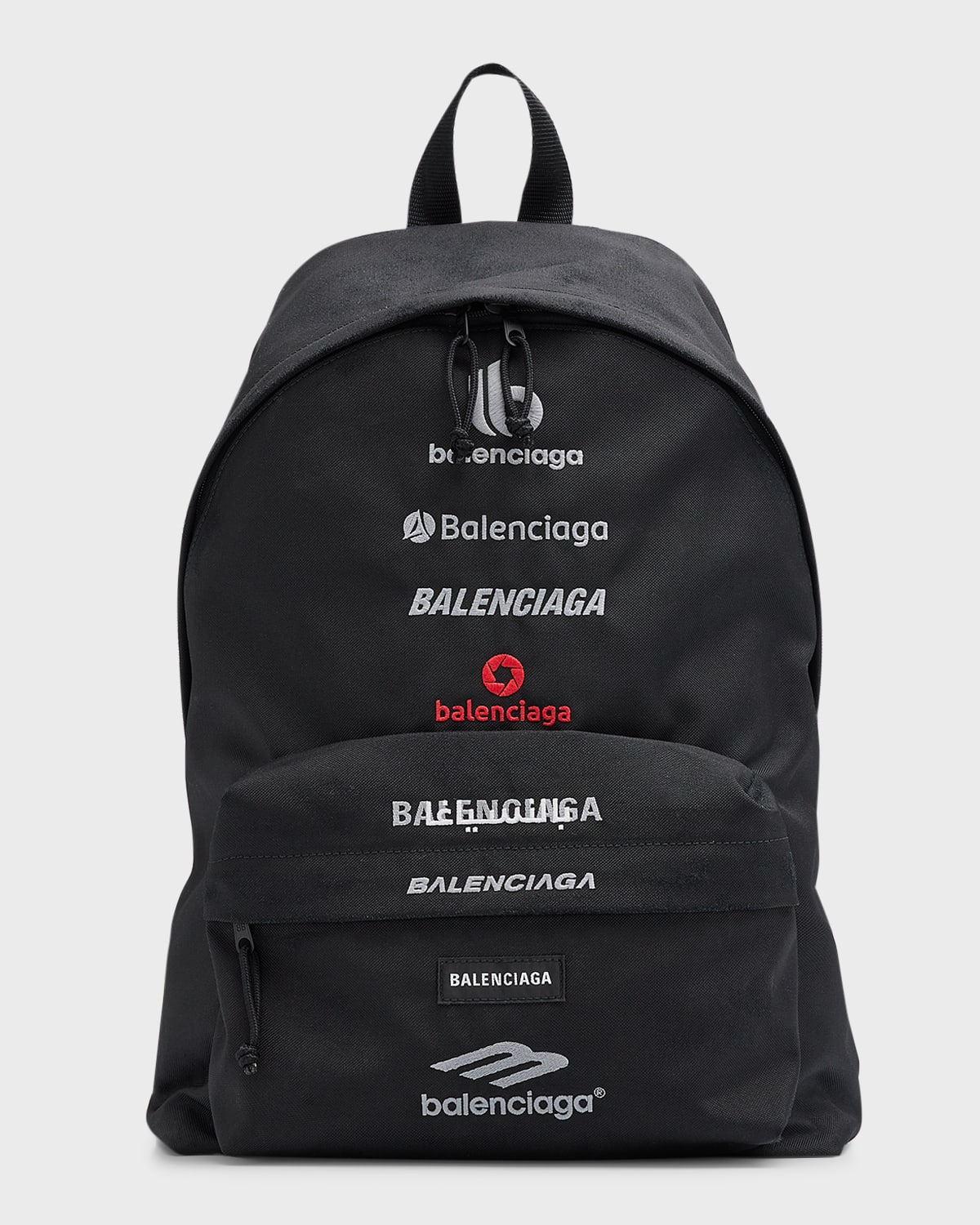 Shop Balenciaga Men's Explorer Multilogo Nylon Backpack In 1000 Black