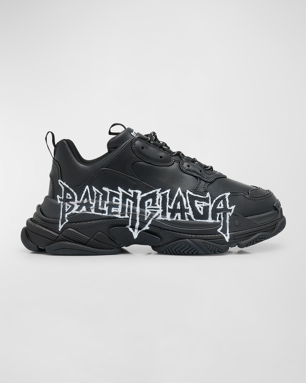 Shop Balenciaga Men's Triple S Diy Metal Leather Fashion Sneakers In 1090 Black/white