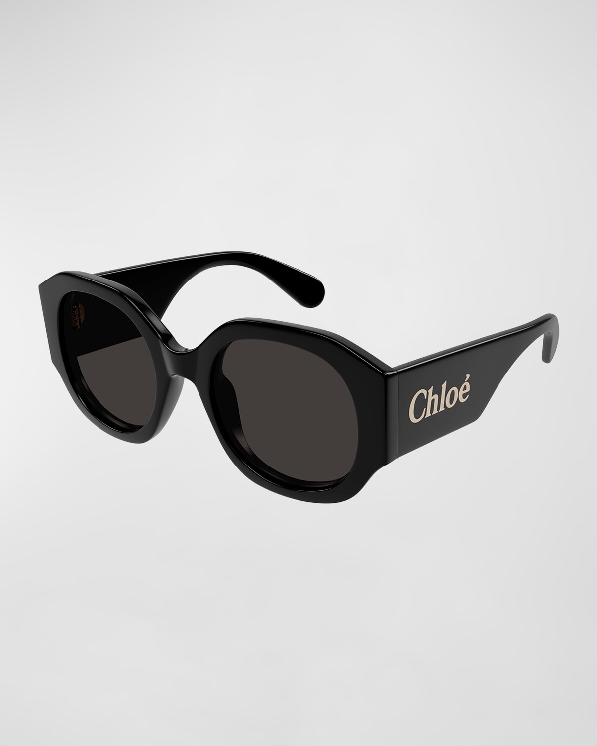 Chloé Women's Naomy 53mm Acetate Round Sunglasses In Shiny Black