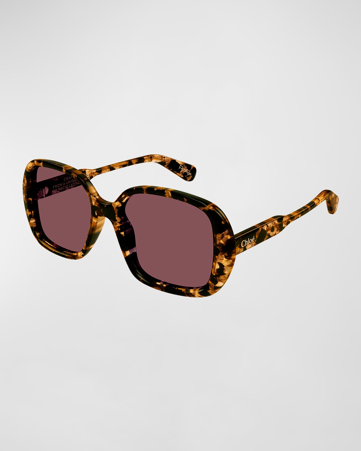 Chloé Patterned Acetate Square Sunglasses In Amber Brown