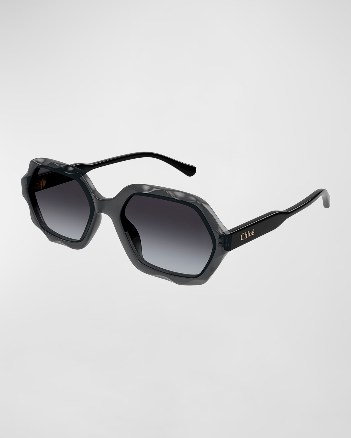 Chloé Wavy Acetate Rectangle Sunglasses In Crl