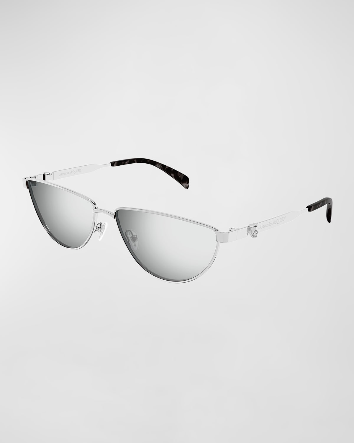 Shop Alexander Mcqueen Mirrored Metal Cat-eye Sunglasses In Shiny Silver