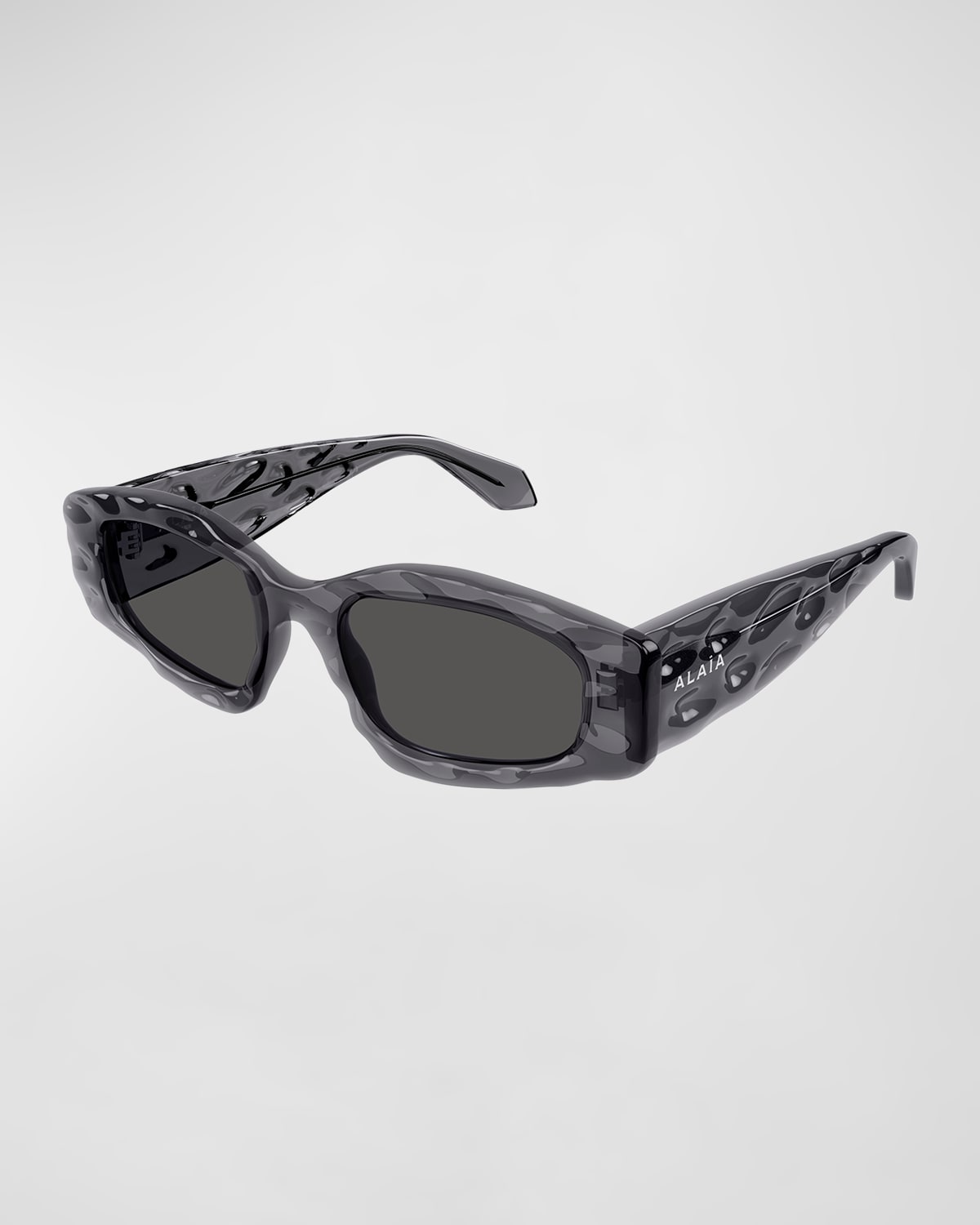 Alaïa Wavy Acetate Rectangle Sunglasses In Shiny Transparent