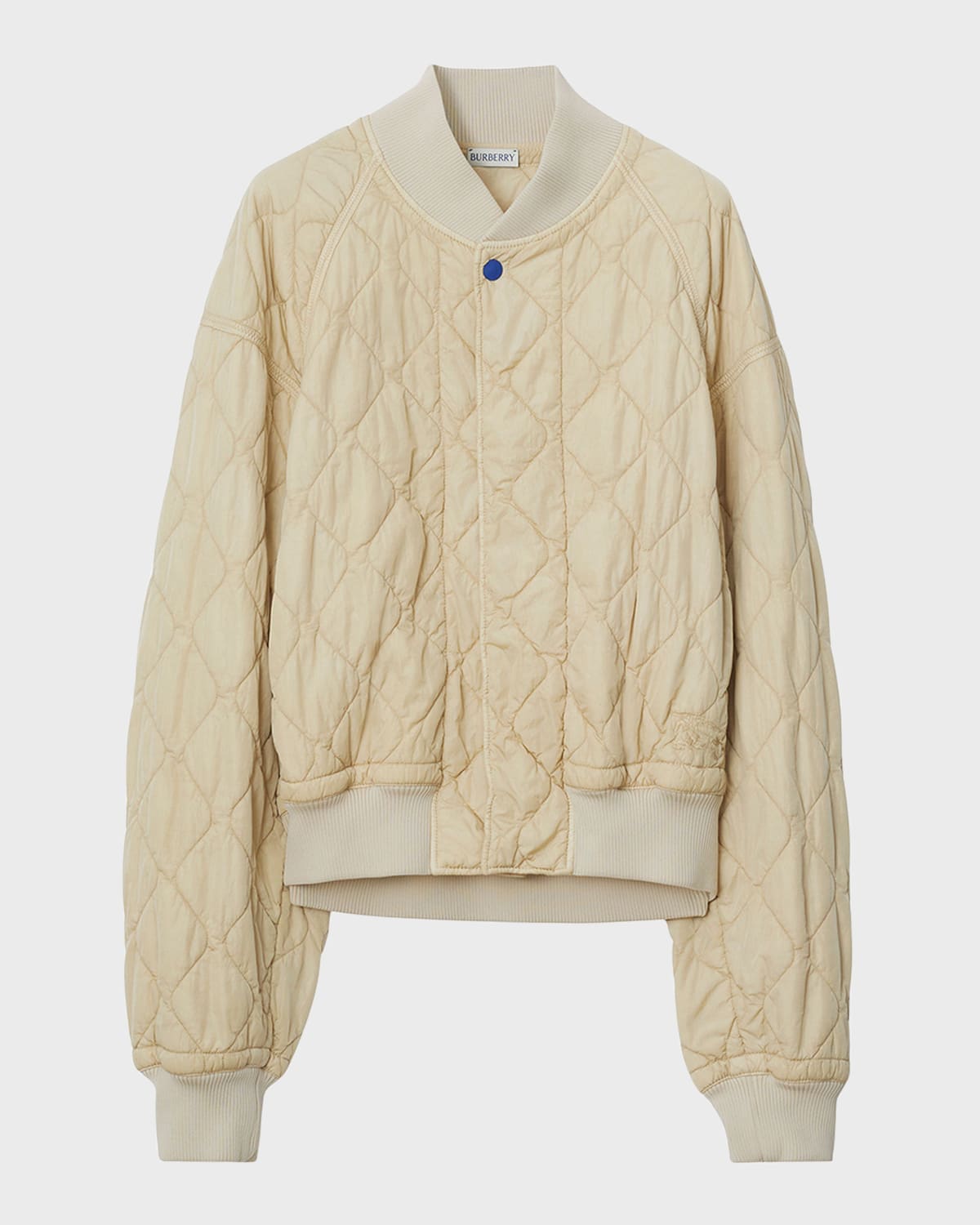 Shop Burberry Quilted Bomber Jacket In Soap