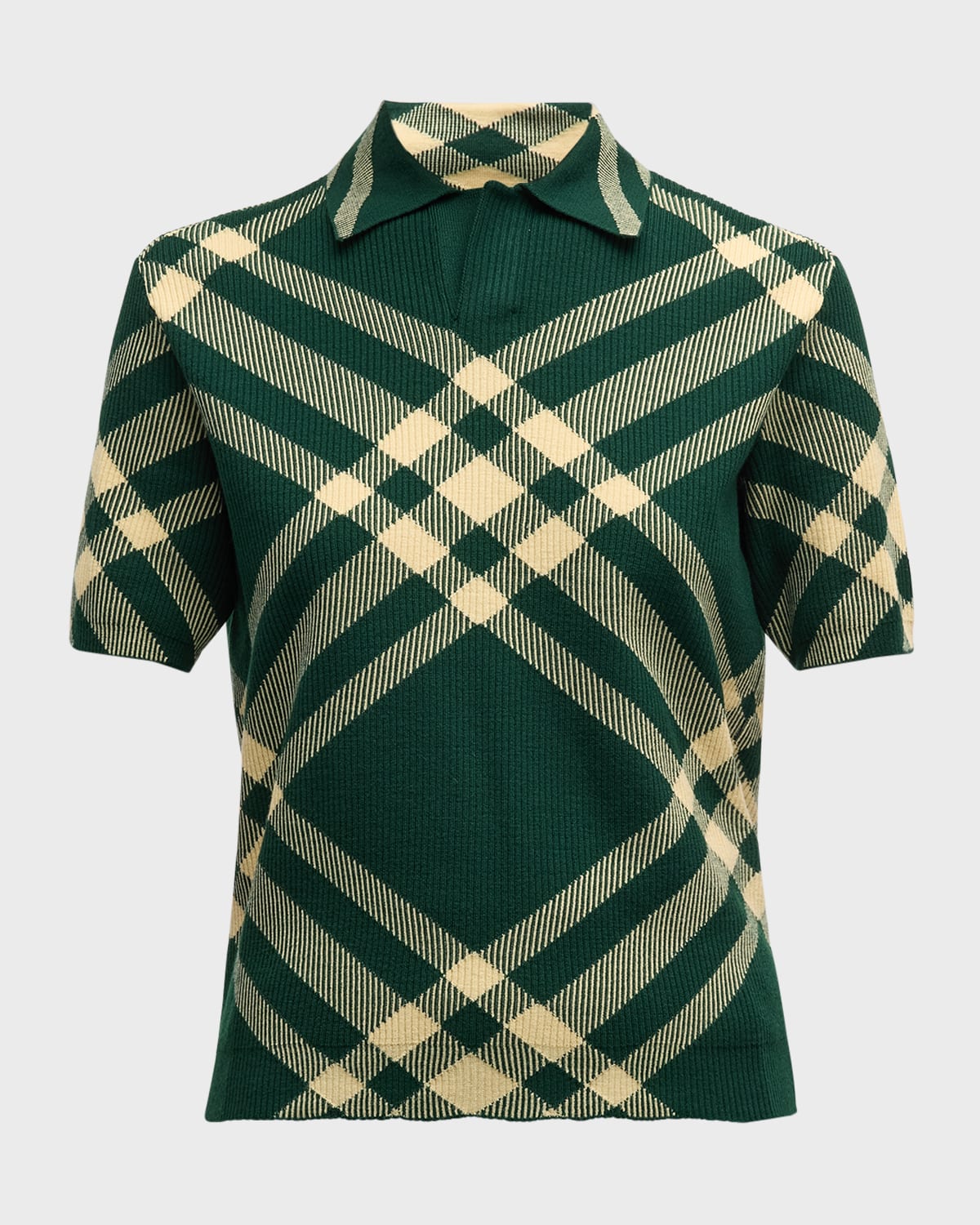 Shop Burberry Check Wool Polo Shirt In Daffodil Ip Check