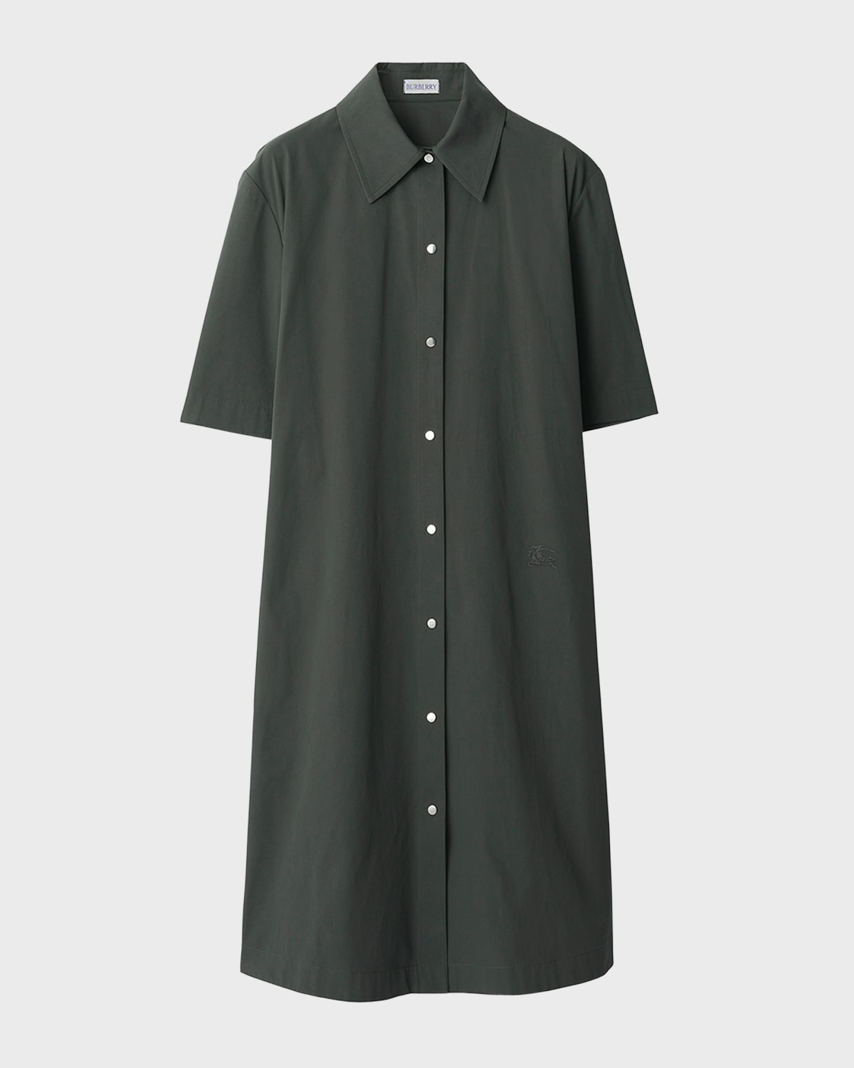 Burberry Short-sleeve Snap-front Shirtdress In Onyx