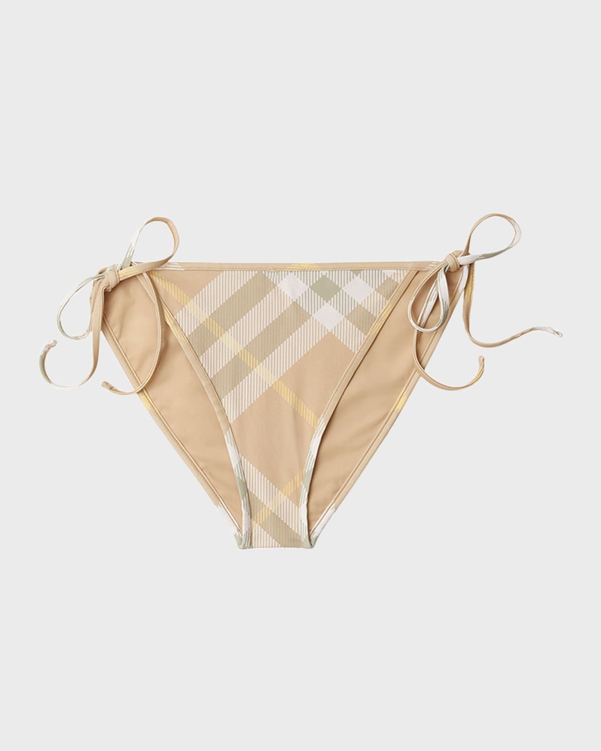 Burberry Signature Check Tie Bikini Bottoms In Flax Ip Check