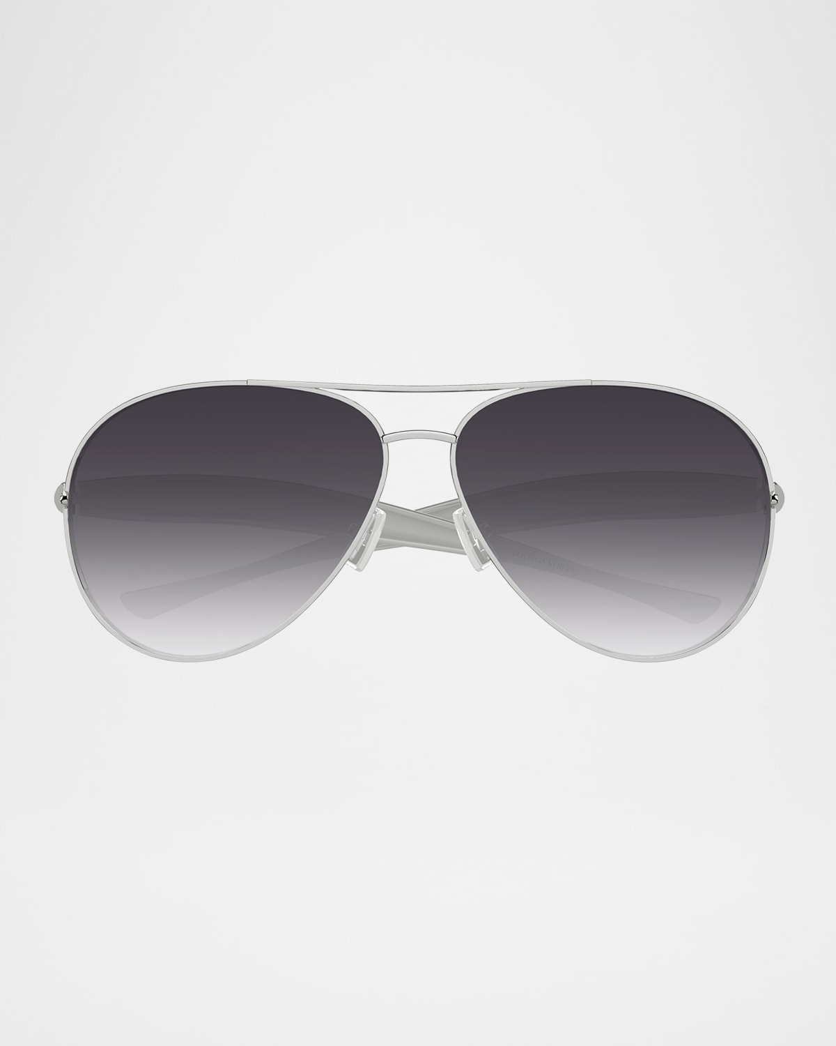 Bottega Veneta Curved Metal Aviator Sunglasses In Silver