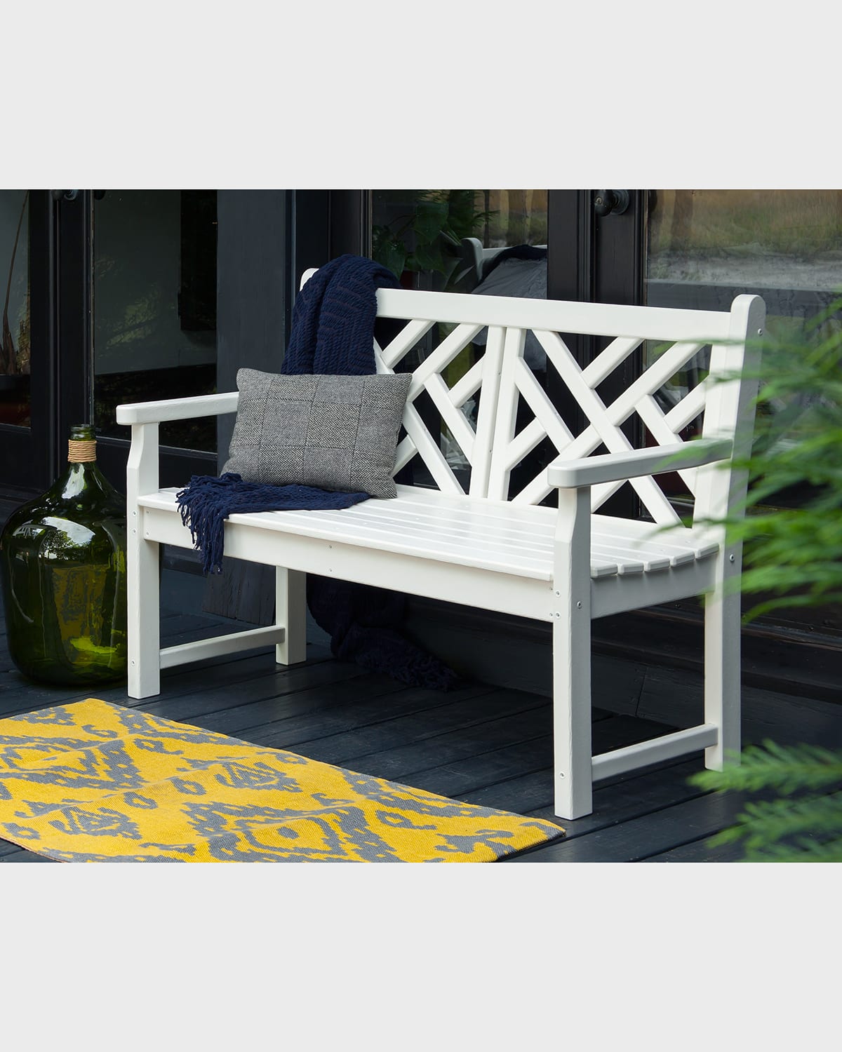 Polywood Chippendale 48" Outdoor Bench In White