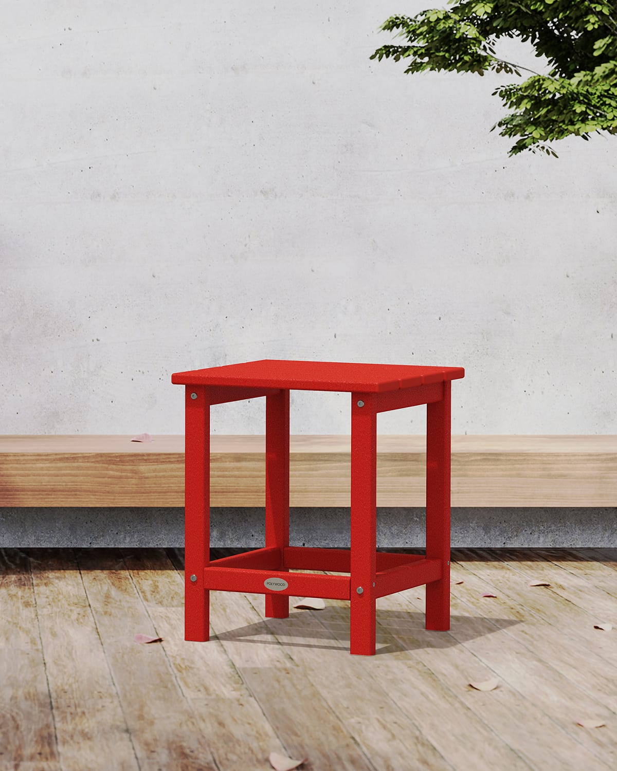 Polywood Long Island 18" Side Table In Red