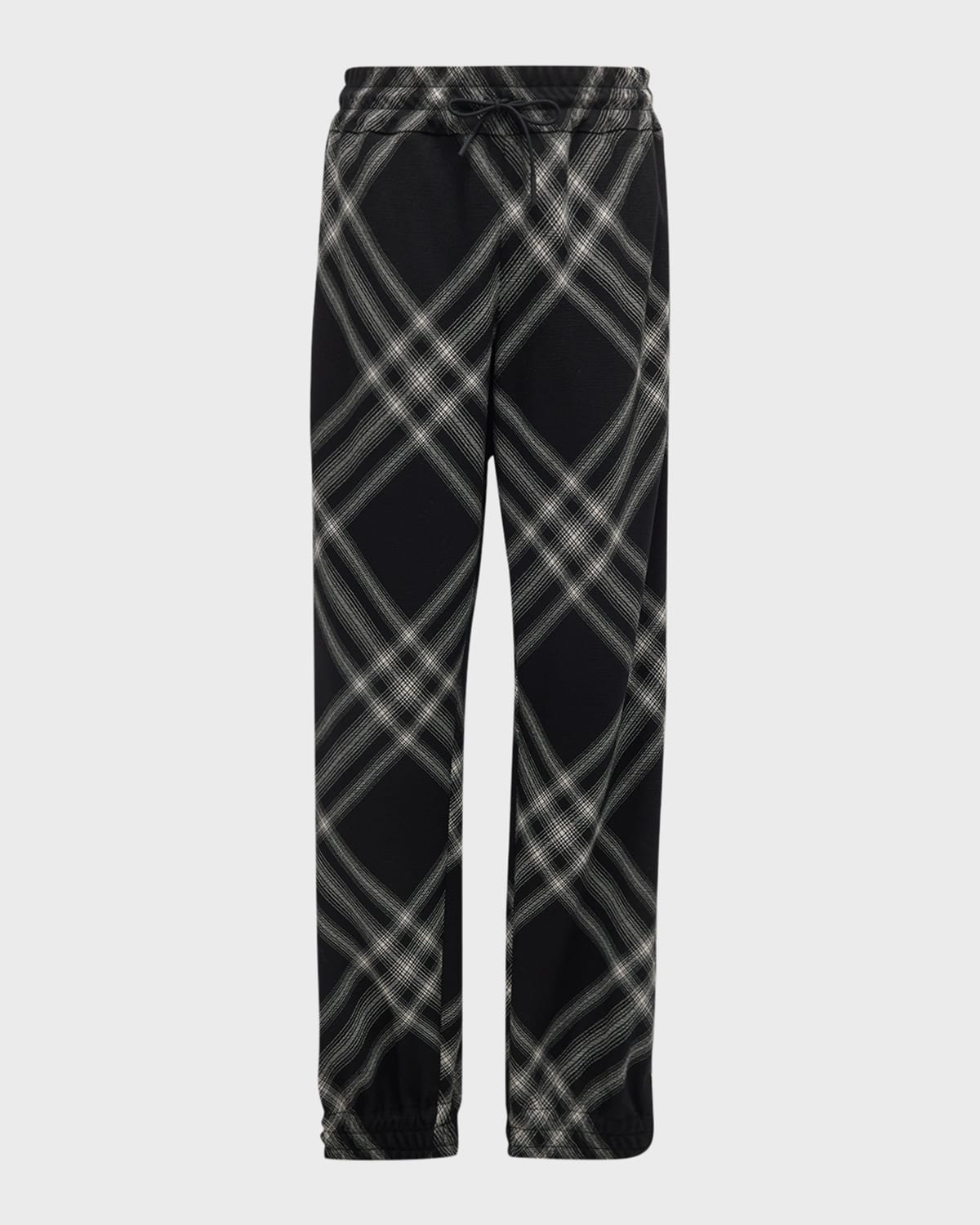 BURBERRY MEN'S WOOL CHECK JOGGER PANTS