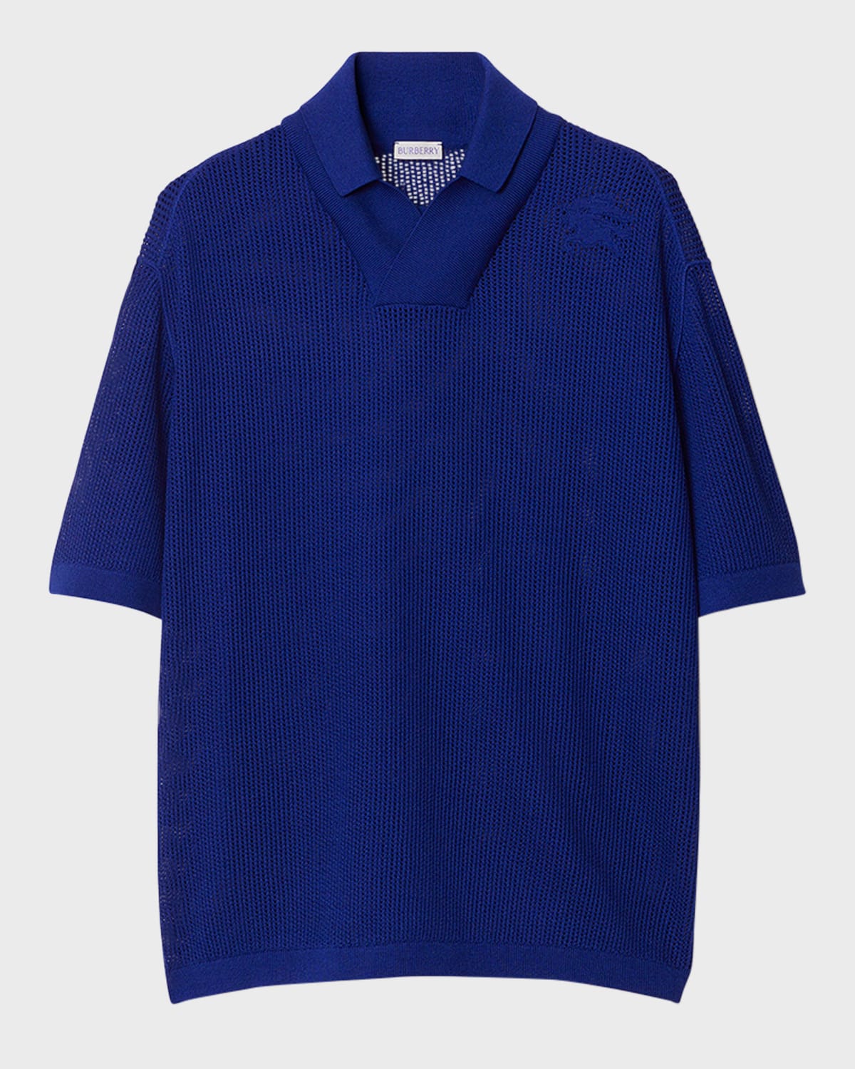 Burberry Men's Mesh Knit Polo Shirt In Knight