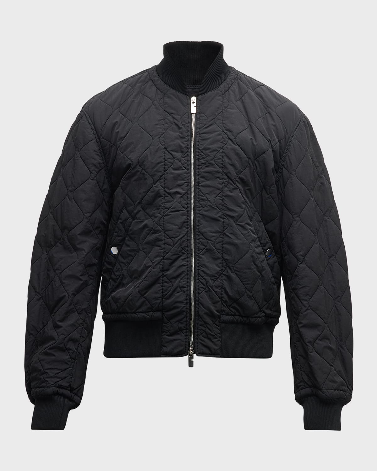 Shop Burberry Men's Quilted Crinkle Nylon Bomber Jacket In Onyx