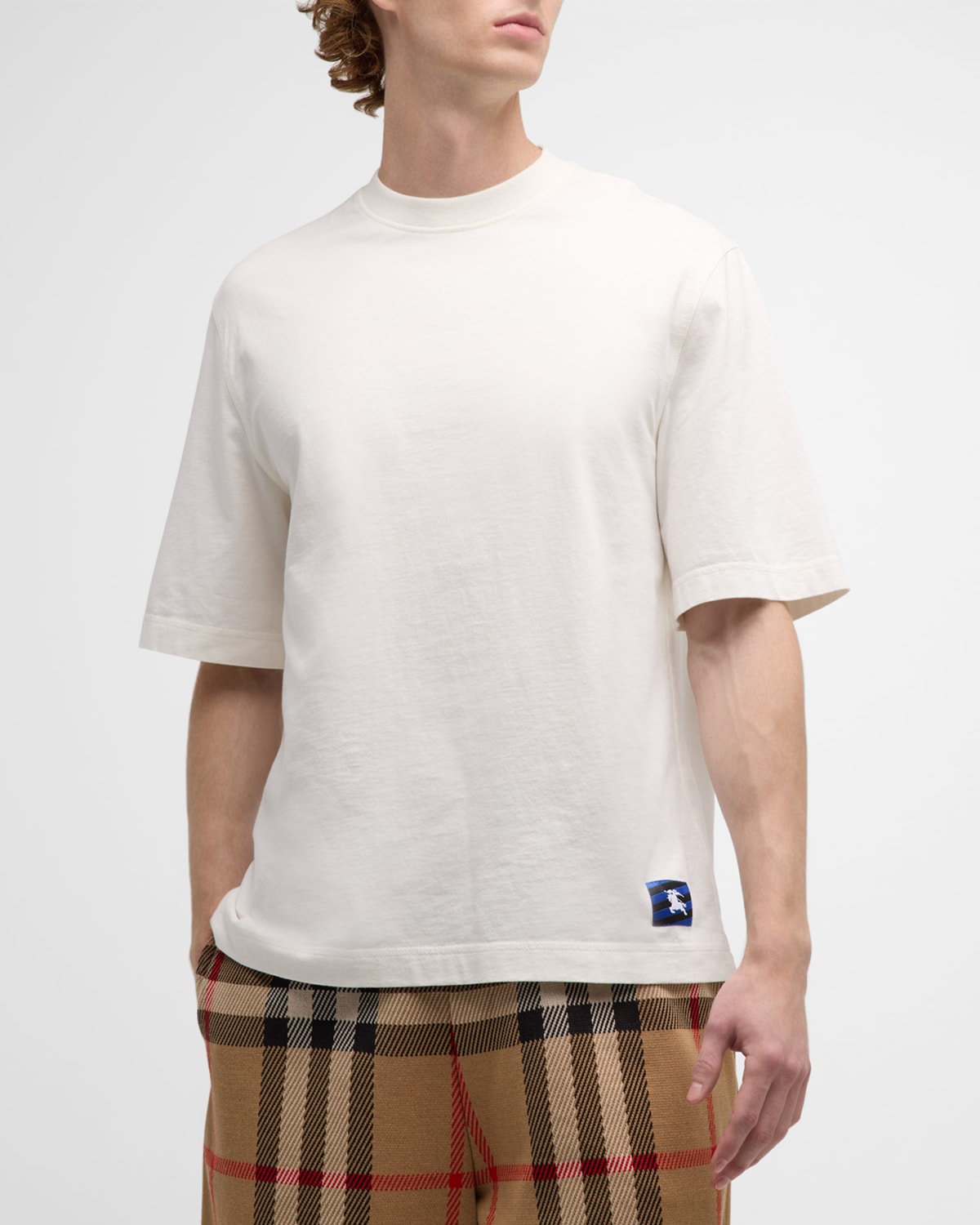 Burberry Men's T-shirt With Ekd Patch In Rain