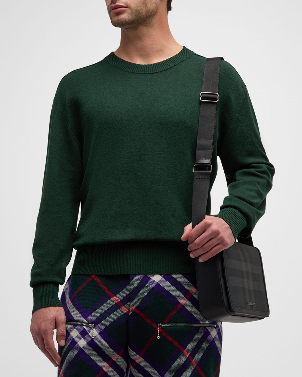 Shop Burberry Men's Wool Drop-shoulder Sweater In Ivy