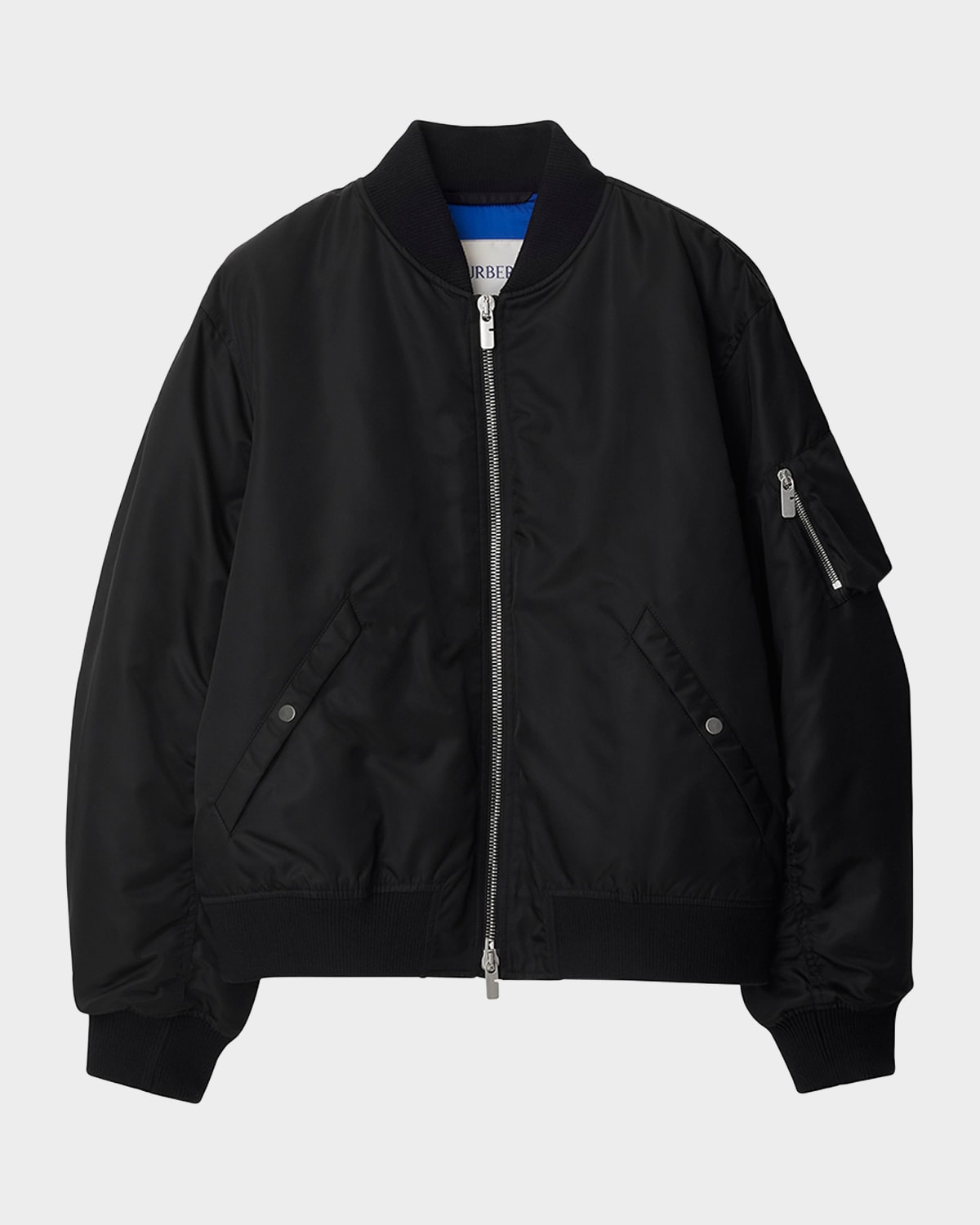 Shop Burberry Men's Nylon Bomber Jacket In Black