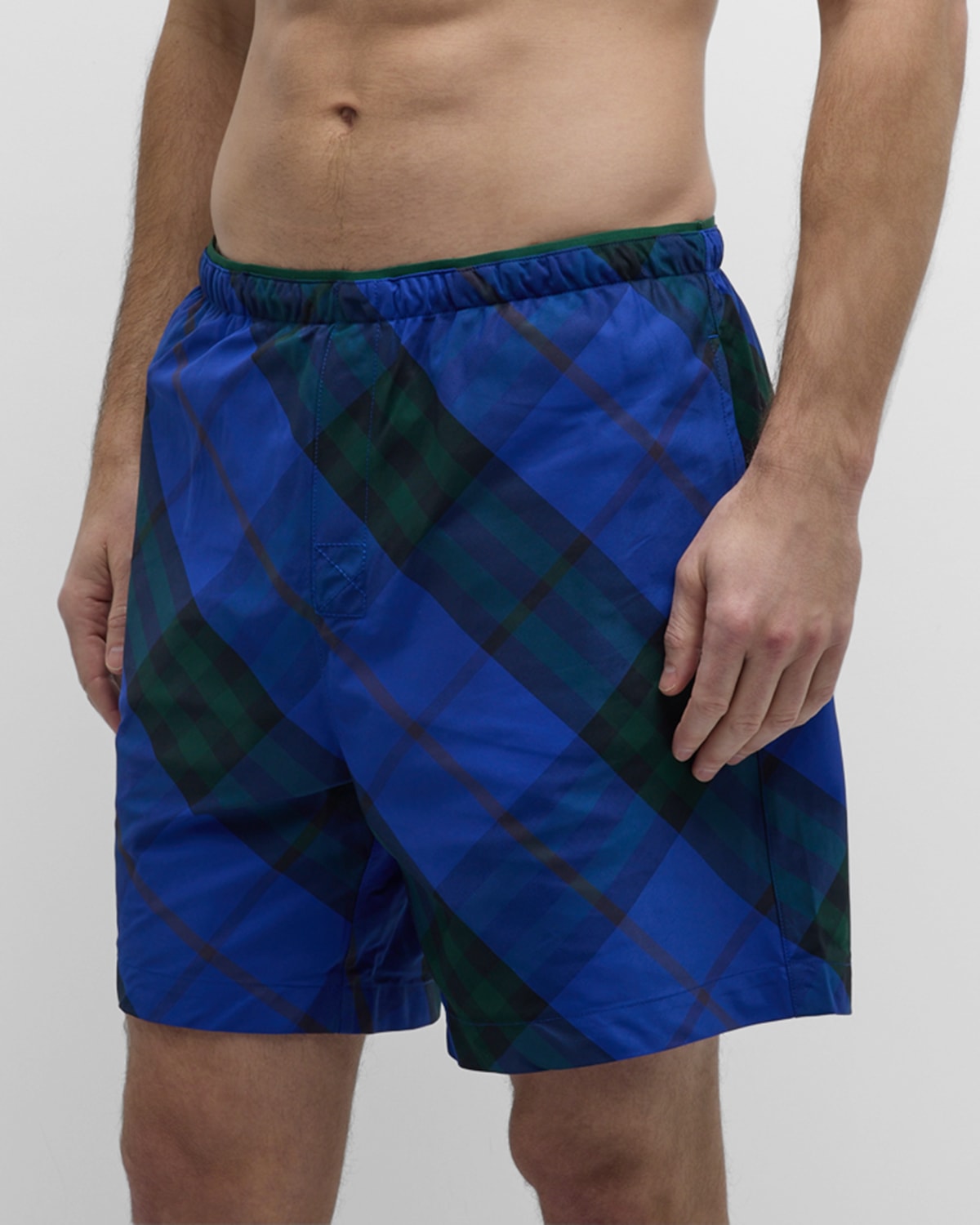 Shop Burberry Men's Ip Check Swim Shorts In Knight Ip Check