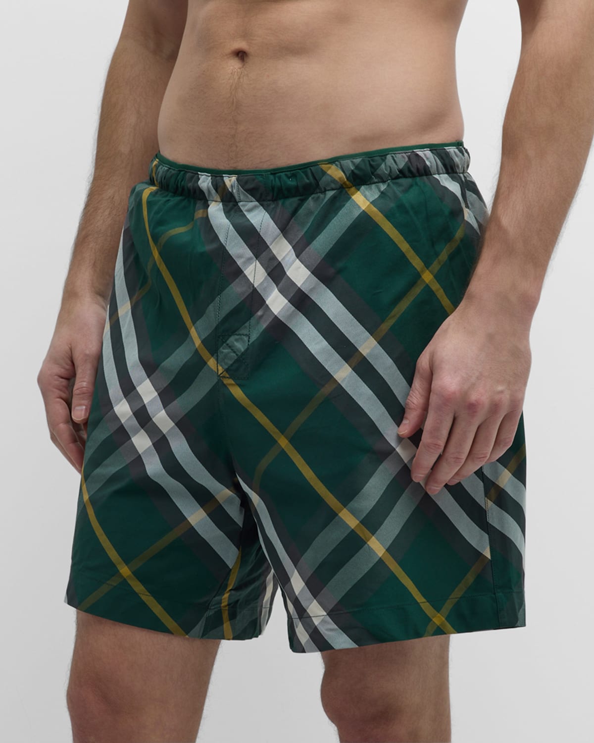 Shop Burberry Men's Ip Check Swim Shorts In Ivy Ip Check