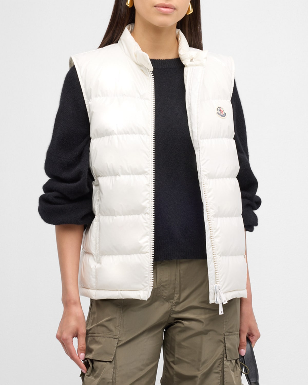 Shop Moncler Alcibia Puffer Vest In Natural
