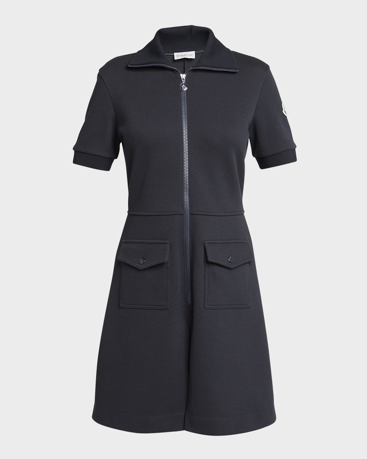 Moncler Short-sleeve Mini Shirtdress In Pastel Pink