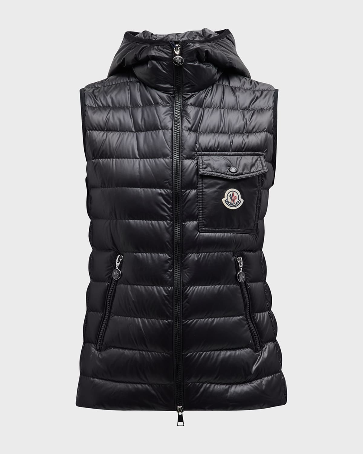 Shop Moncler Glygos Hooded Puffer Vest In Black