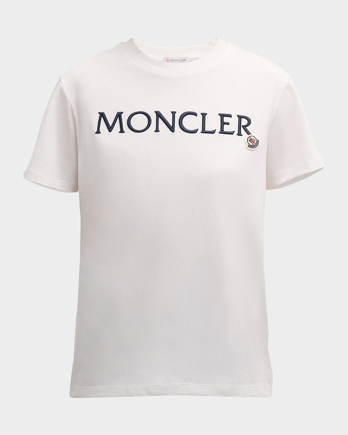 Moncler Logo-embroidered Crewneck T-shirt In Pale Blue