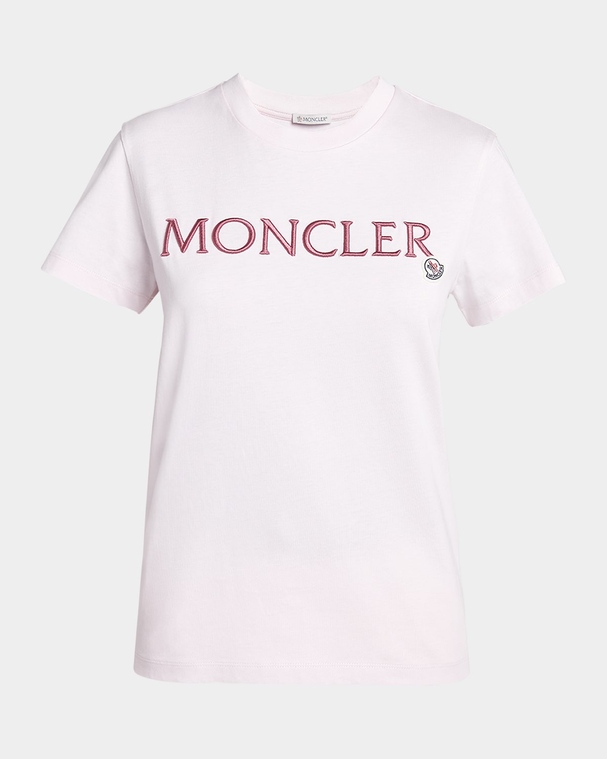 Moncler Embroidered Logo Short-sleeve T-shirt In Pastel Pink