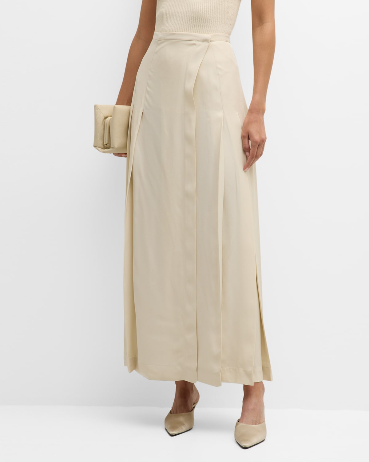Totême Toteme Women Pleated Wrap Maxi Skirt In Open White