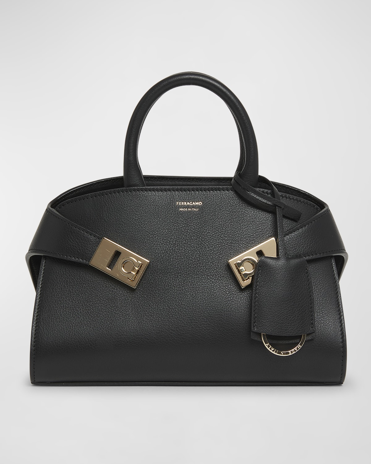 Ferragamo Mini Hug Leather Top-handle Bag In Nero