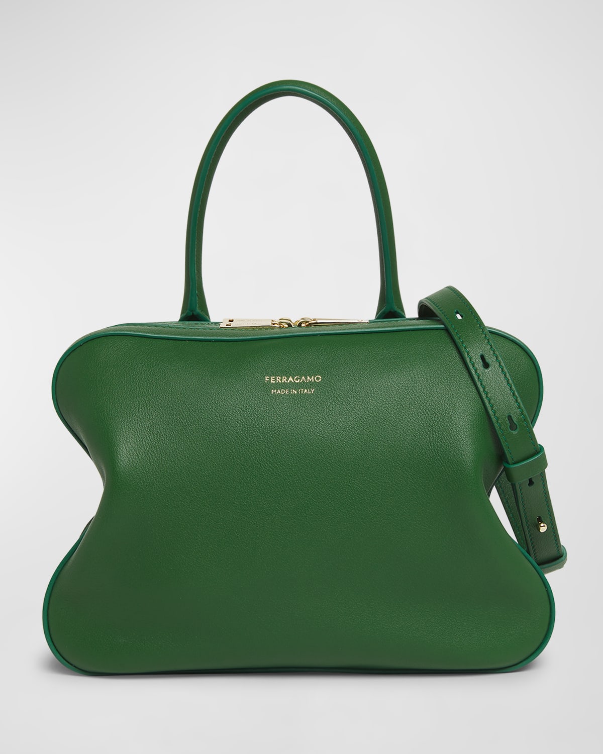 Ferragamo Star Triple Zip Leather Top-handle Bag In Forest Gre