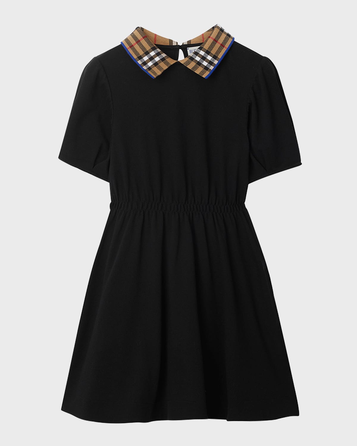 Burberry Kids' Girl's Alesea Check Rib-collar Polo Dress In Black