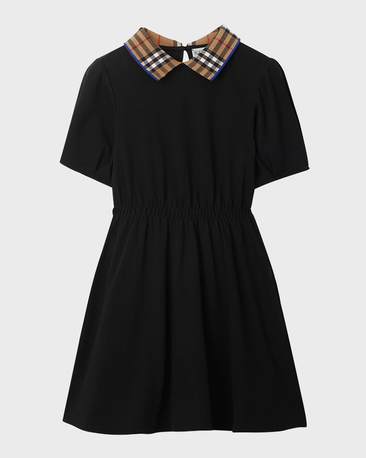 Burberry Check-collar Cotton Polo Dress In Black