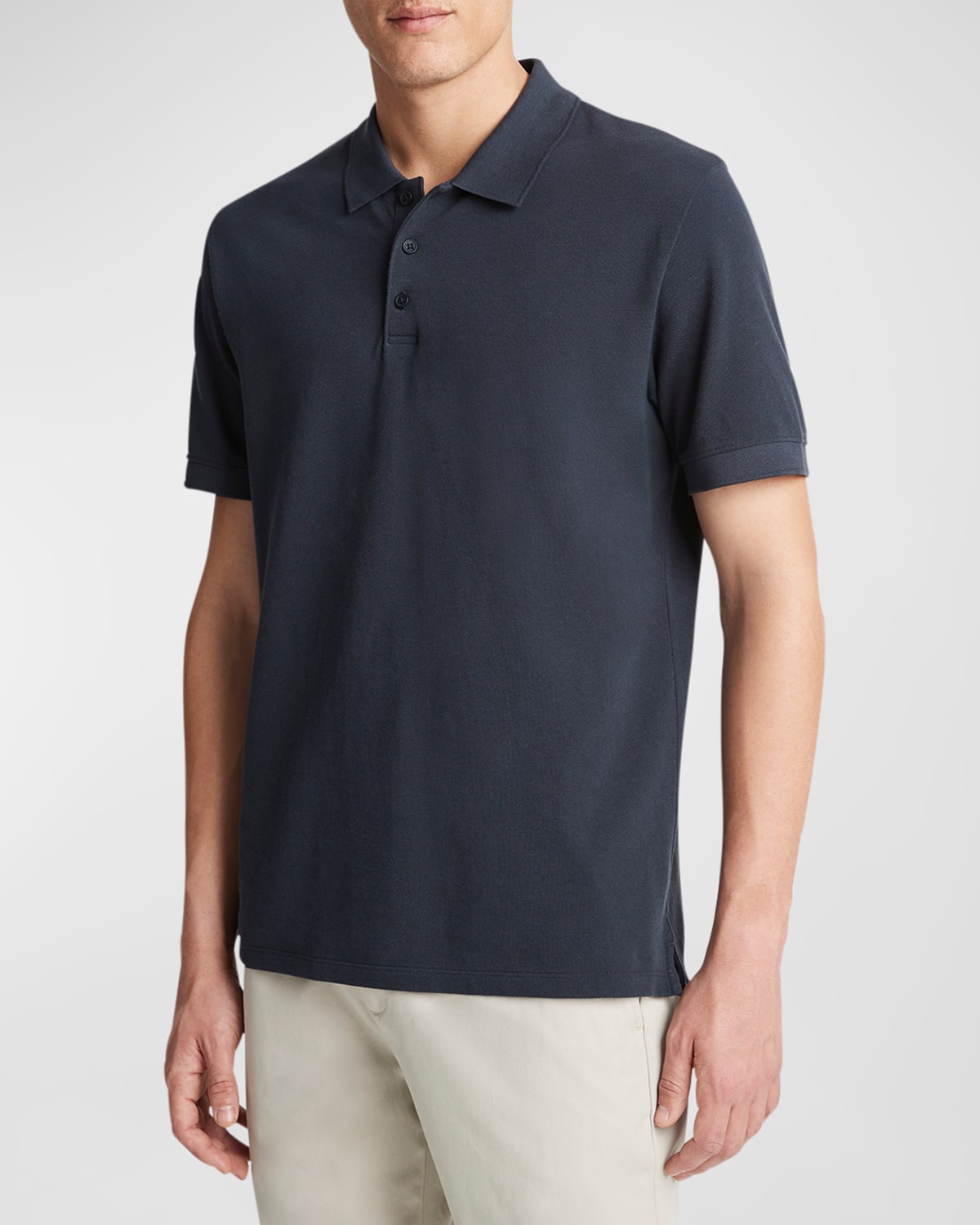 Shop Vince Men's Pique Polo Shirt In Coastal Blue
