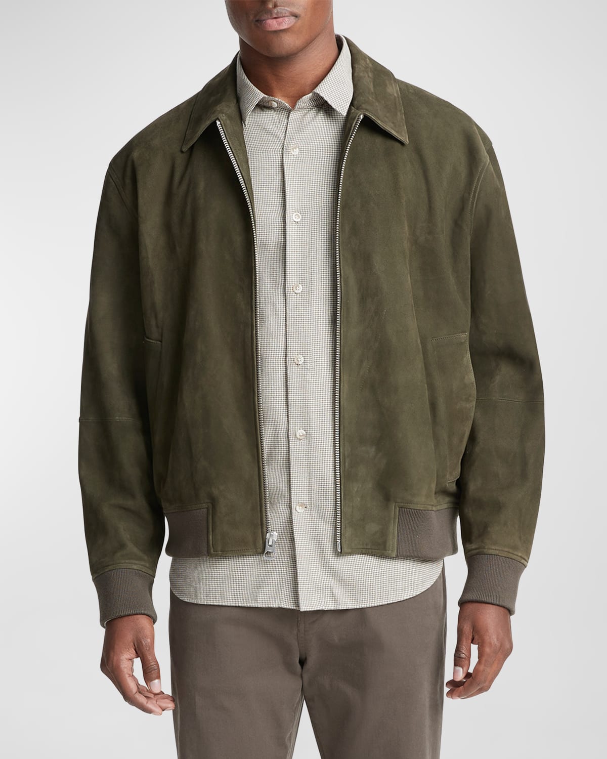 Men's Suede Bomber Jacket